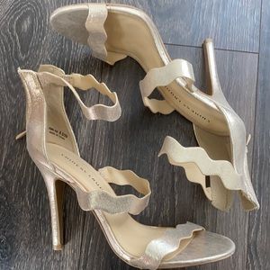 Champagne gold strapped heels